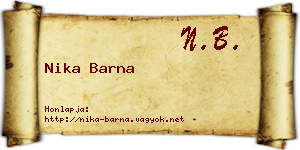 Nika Barna névjegykártya